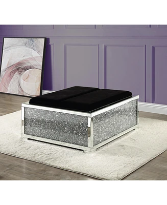 Streamdale Furniture Noralie Ottoman W/Storage Mirrored & Faux Diamonds