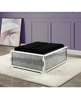 Simplie Fun Noralie Ottoman W/Storage Mirrored & Faux Diamonds