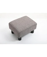 Streamdale Furniture Ottoman Foot Rest, Small Foot Stool with Linen Fabric Upholstery and Plastic Legs, Cube Ottoman for Living Room, Gray