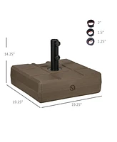88 lbs. Fillable Umbrella Base with Steel Umbrella Holder for 1.25", 1.5" or 2" Umbrella Poles, Square & Reversible Heavy Duty Market U