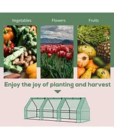 9' x 3' x 3' Portable Mini Greenhouse Outdoor Garden with Large Zipper Doors and Water/Uv Pe Cover, Green