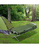 Camping Cot, Outdoor Folding Bed Set with Mattress, Sleeping Bag, Pillow, and Carry Bag, Comfortable and Portable, for Travel Camp Beach