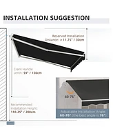10' x 8' Electric Awning, Retractable Awning, Uv Protection Sun Shade Shelter with Remote Controller and Manual Crank Handle for Deck, Balcony, Yard,
