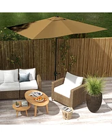 Streamdale Furniture 6.5' x 10' Rectangular Market Umbrella, Patio Outdoor Table Umbrella with Crank and Push Button Tilt, Coffee