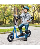 Kick Scooter for Kids 5-12 Years Old, Big Wheel Kids Scooter with Adjustable Height Handlebar, Non-slip Footplate, Rear Brake, Blue