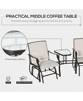 Simplie Fun Outdoor Glider Chairs with Coffee Table, Patio 2