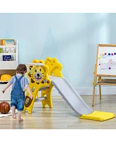 Streamdale Furniture 2 in 1 Toddler Slide for Indoors, Toy for Toddler, Easy Set Up Baby Slide with Basketball Hoop for Kids 18-36 Months, Yellow