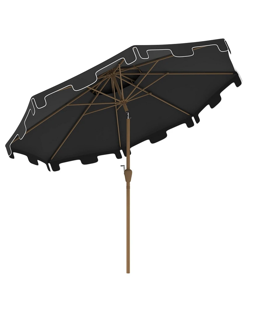 Streamdale Furniture 9' Patio Umbrella with Push Button Tilt and Crank, Double Top Ruffled Outdoor Market Table Umbrella with 8 Ribs, for Garden, Deck