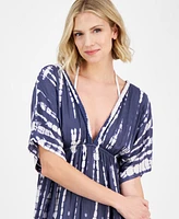 Raviya Women's Tie-Dyed Braid-Trim V-Neck Cover-Up Dress