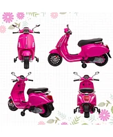 Vespa Licensed Electric Motorcycle for Kids, 6V Toddler Motorcycle, Battery-Operated Motorbike for Kids with Music, Fm Radio, Headlight