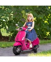 Streamdale Furniture Vespa Licensed Electric Motorcycle for Kids, 6V Toddler Motorcycle, Battery-Operated Motorbike for Kids with Music, Fm Radio