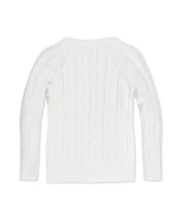 Hope & Henry Girls Organic Long Sleeve Raglan Cable Sweater