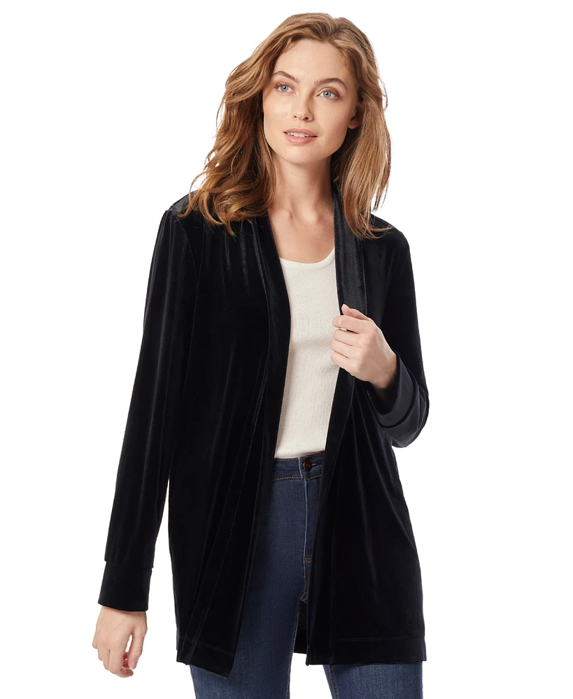 Jones New York Women's Stretch Velour Open-Front Cardigan Sweater