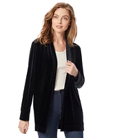 Jones New York Women's Stretch Velour Open-Front Cardigan Sweater