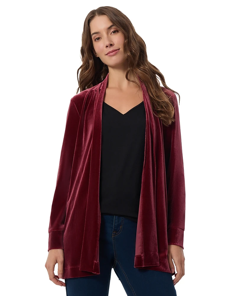 Jones New York Women's Stretch Velour Open-Front Cardigan Sweater