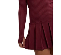 Free People Women's Emmy Ribbed Knit Pleated A-Line Mini Dress