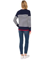 Cece Womens Sailor Stripe Heart Trim Sweater Imitation Pearl Trim Skinny Jeans