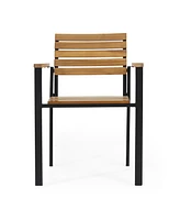 Laris Wood And Metal Outdoor Dining Chair Set: Modern Industrial Style For Elevated Outdoor Dining