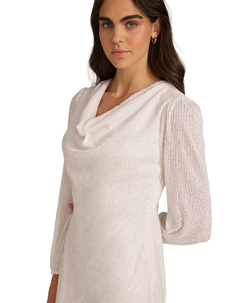 Calvin Klein Women's Sequined Cowlneck Sheath Dress