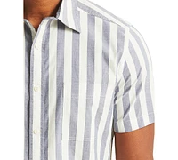 Nautica Men's Short Sleeve Button-Front Striped Shirt