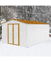 Simplie Fun Metal garden sheds 10ftx12ft outdoor storage sheds White+Yellow