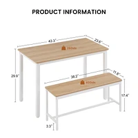 Simplie Fun Dining Table Set, Bar Table with 2 Dining Benches, Kitchen Table Counter with Chairs, Industrial for Kitchen Breakfast Table, Living Room,