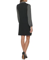 Tommy Hilfiger Women's Polka-Dot Layered-Look Shift Dress