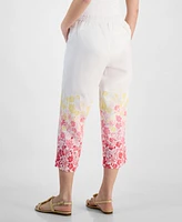 Charter Club Women's Embroidered 100% Linen Cropped Pants, Exclusively at Macy's