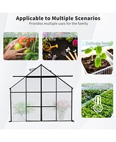 8X6FT-Black Double Door Polycarbonate Greenhouse Raised Base and Anchor Aluminum Heavy Duty Walk-in Greenhouses for Outdoor Backyard in All Season