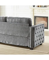 Convertible Sleeper Sofa with Memory Foam Mattress, 3-Seater Full Size Bed Couch for Living Rooms, Designed with Chenille Fabric