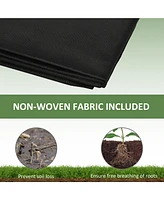 8x2ft Wooden Raised Garden Bed Kit, Elevated Planter with 2 Boxes, Self Draining Bottom and Liner, Patio to Grow Vegetables, Herbs, and Flowers, Gray
