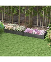 8x2ft Wooden Raised Garden Bed Kit, Elevated Planter with 2 Boxes, Self Draining Bottom and Liner, Patio to Grow Vegetables, Herbs, and Flowers, Gray
