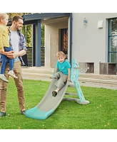 Streamdale Furniture 2 in 1 Kids Slide with Basketball Hoop, Foldable Toddler Freestanding Slider Playset, for 18 months