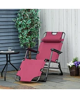 Streamdale Furniture Folding Chaise Lounge Chair for Outside, 2-in-1 Tanning Chair with Pillow & Pocket, Adjustable Pool Chair for Beach, Patio, Lawn,