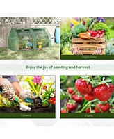 6' x 3' x 3' Portable Greenhouse, Garden Green House with 2 Pe/Plastic Covers, Steel Frame and 2 Roll Up Windows, Green