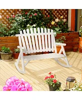 Simplie Fun Outdoor Wooden Rocking Chair, Double