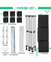 10'x20' Pop Up Canopy Tent with 6 Sidewalls, Ez Pop Up Outdoor Canopy for Parties, Waterproof Commercial Tent with 3 Adjustable Heights, Carry Bag, 6