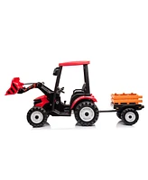 Simplie Fun 24V Kids 3IN1 Ride on Tractor, Pedal Tractors with Working Loader and Backhoe Digger, Kids' Ride on Car Toys, Battery Powered Electric Veh