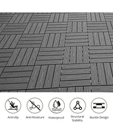 Wood Plastic Composite Deck Tiles Set of 20pcs, Composite Decking Resist Rust, Water, Weather, Easy to Diy & Maintain, Indoor&Outdoor, Ideal for Patio