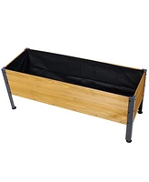 Wood Rectangular Garden Planter Box Raised Bed Outdoor, Planters for Outdoor Plants, Elevated Herbs Vegetables Flowers Great Patio Deck Balcony