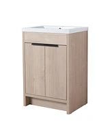 Eco-Friendly Freestanding Bathroom Vanity with Adjustable Shelves and Soft-Closing Doors