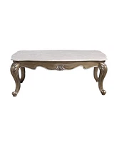 Simplie Fun Elozzol Coffee Table in Marble & Antique Bronze Finish