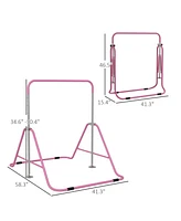 Folding Gymnastics Bar for Kids with Shock Absorption, Adjustable Gymnastics Horizontal Bar, Gymnastics Kip Bar for Home Use, Pink