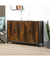 Industrial Sideboard Buffet Cabinet with Doors, Kitchen Cabinet, Coffee Bar Cabinet with Adjustable Shelves, Rustic Brown