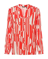 Olsen 100% Viscose Long Sleeve Geo Blouse