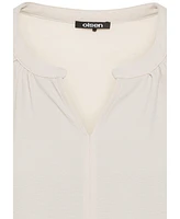 Olsen Women's Split Neck Mixed Media Blouse