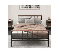 Slickblue Metal Platform Bed Frame with Headboard & Footboard - Sturdy Design