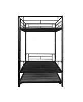 Slickblue Twin-Over-Twin Metal Bunk Bed with Trundle for Kids or Small Spaces