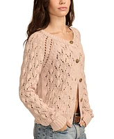 Lucky Brand Women's Shine Pointelle Button-Front Cardigan