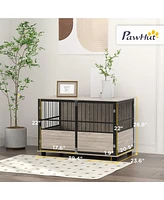 39.5" Dog Crate Furniture End Table, Wooden Dog Kennel Indoor Pet House with 3 Doors, for Small to Large Dogs